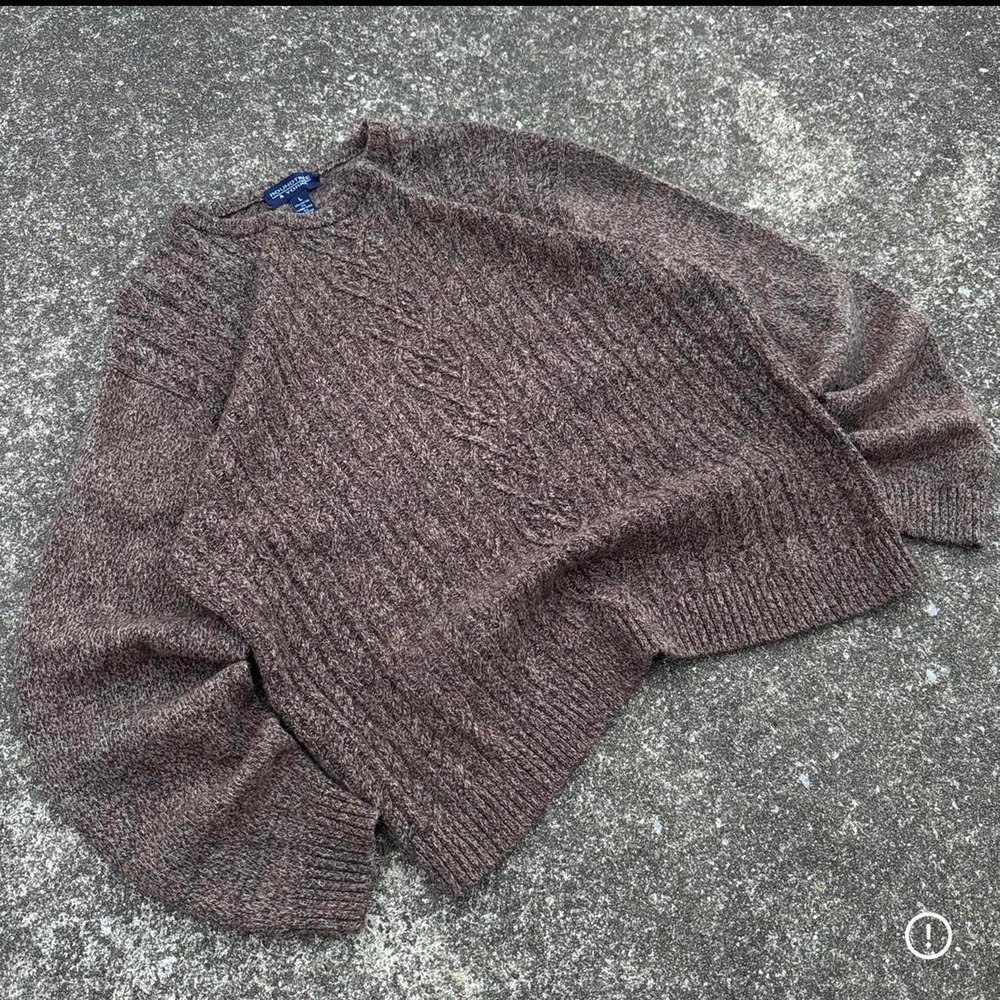 Vintage 90s Roundtree & Yorke Sweater Cable Knit Grandpacore Brown Mens L